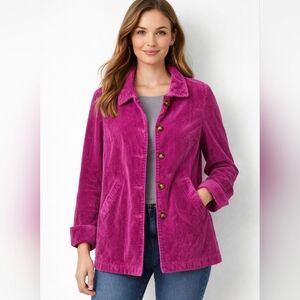 CHADWICKS VINTAGE HOT‎ PINK SIZE M PETITE CORDUROY BLAZER JACKET COAT WOMEN'S